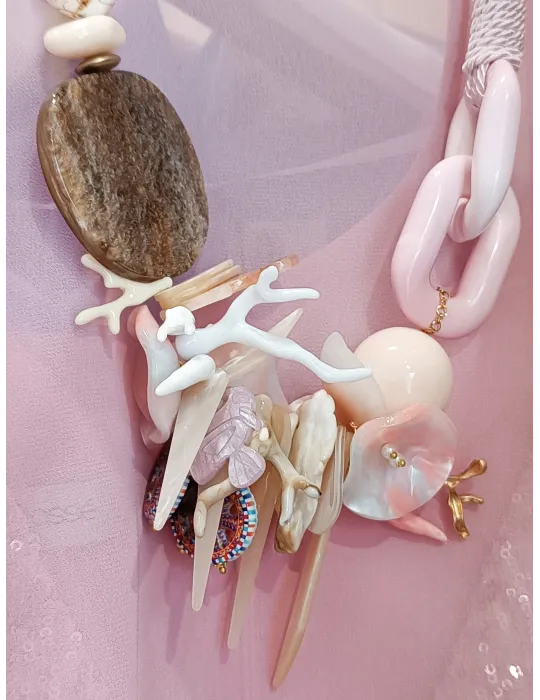 Delicate Necklace White and Pink Pearls | Italian handmade jewels