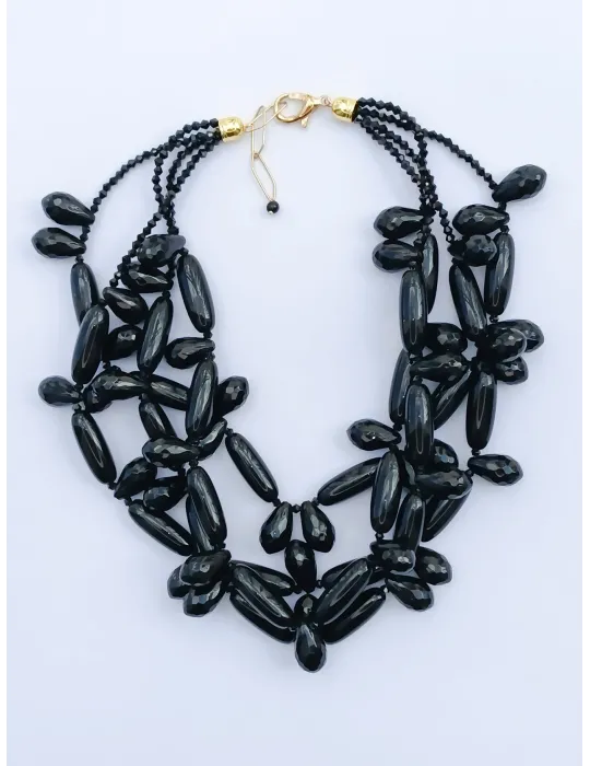Multi-Strand Black Necklace with big pearls and crystals Multi-Strand Black Necklace with big pearls and crystals