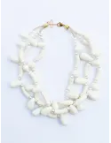 Multi-Strand white Necklace with big pearls and crystals