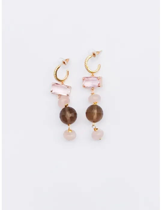 Pink and green crystals long earrings Pink and green crystals long earrings