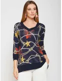 Francesca Mercuriali dark blue marine printed A-shape t-shirt