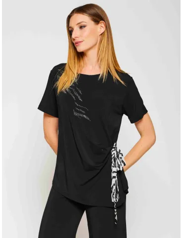 Francesca Mercuriali Black Pants Set with Zebra Silk & Crystals 2