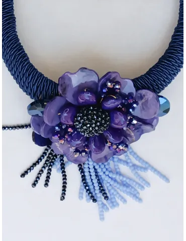 Handmade short necklace with light blue flower | Italian jewerly 2