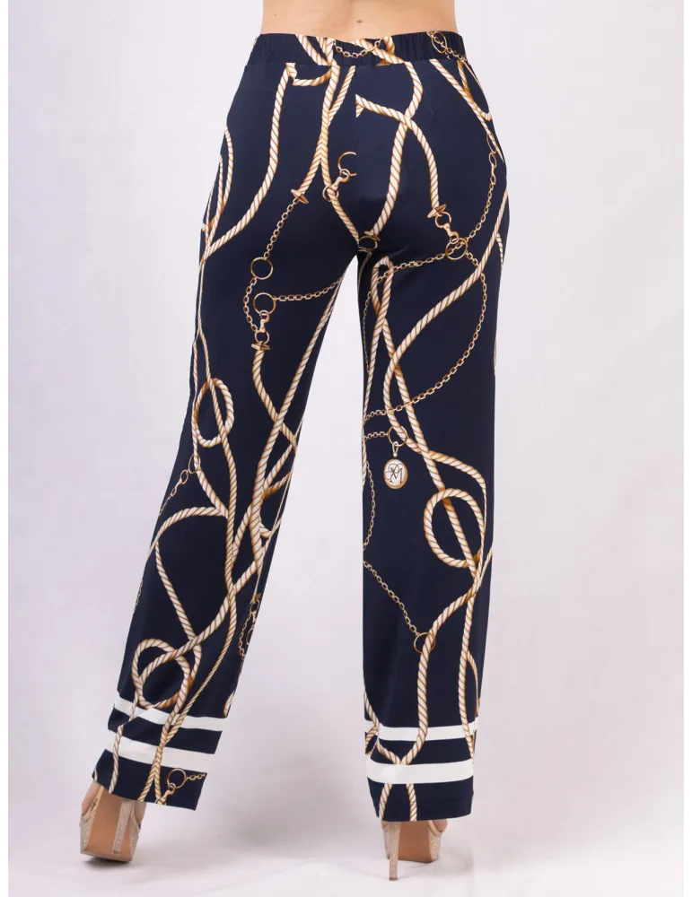 Pantaloni fantasia marina nero e camel taglia 56 by Piero Moretti