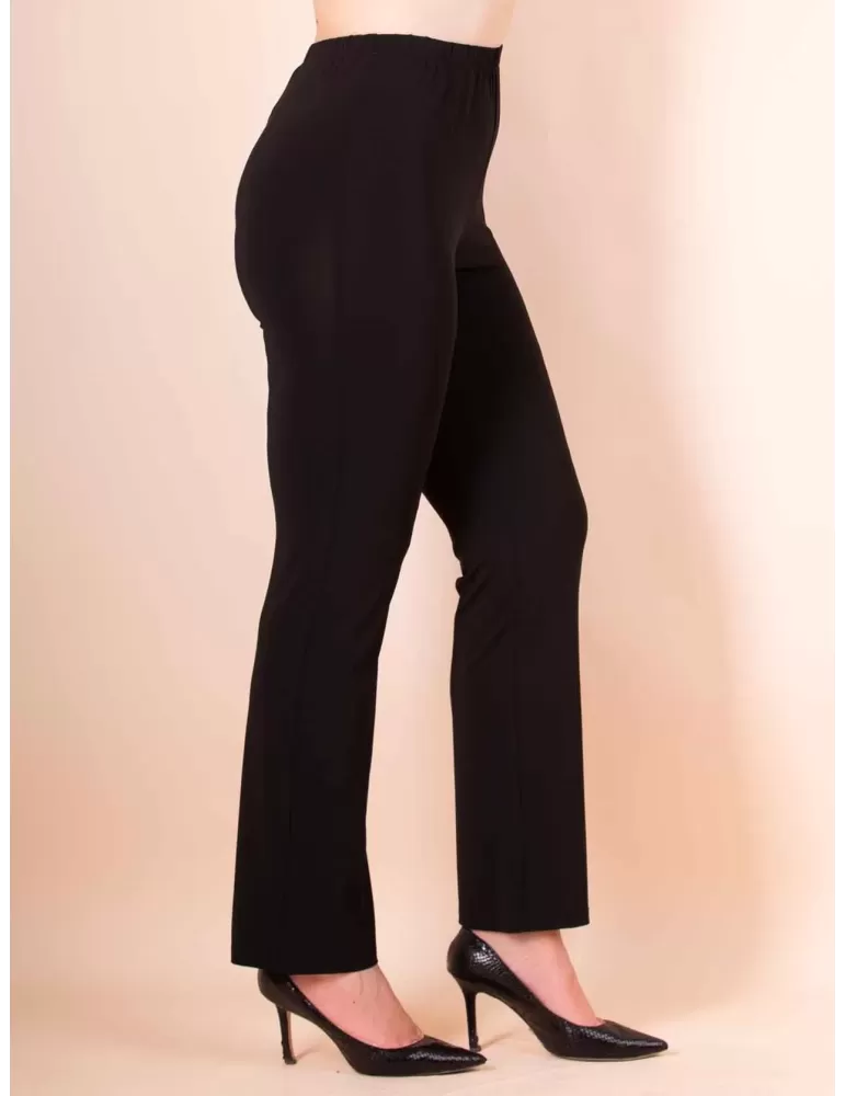 Piero Moretti silk pull-on elegant black flared trousers