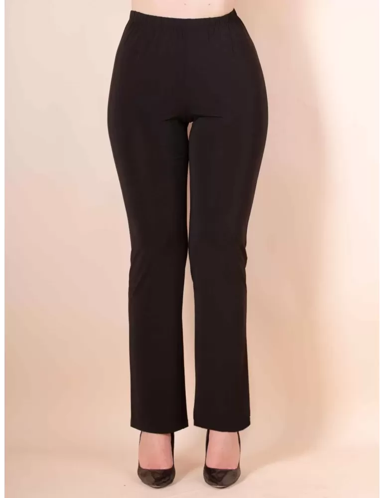 Piero Moretti silk pull-on elegant black flared trousers
