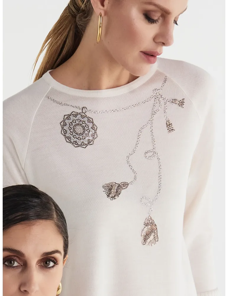 Creamy white wool embroidered Long Sweater – Piero Moretti Creamy white wool embroidered Long Sweater – Piero Moretti