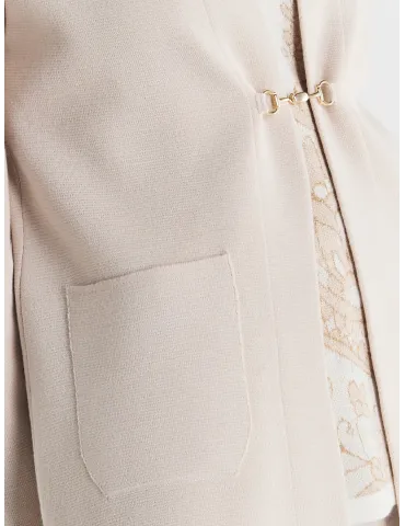Piero Moretti | Long jacket in creamy white wool jersey 2