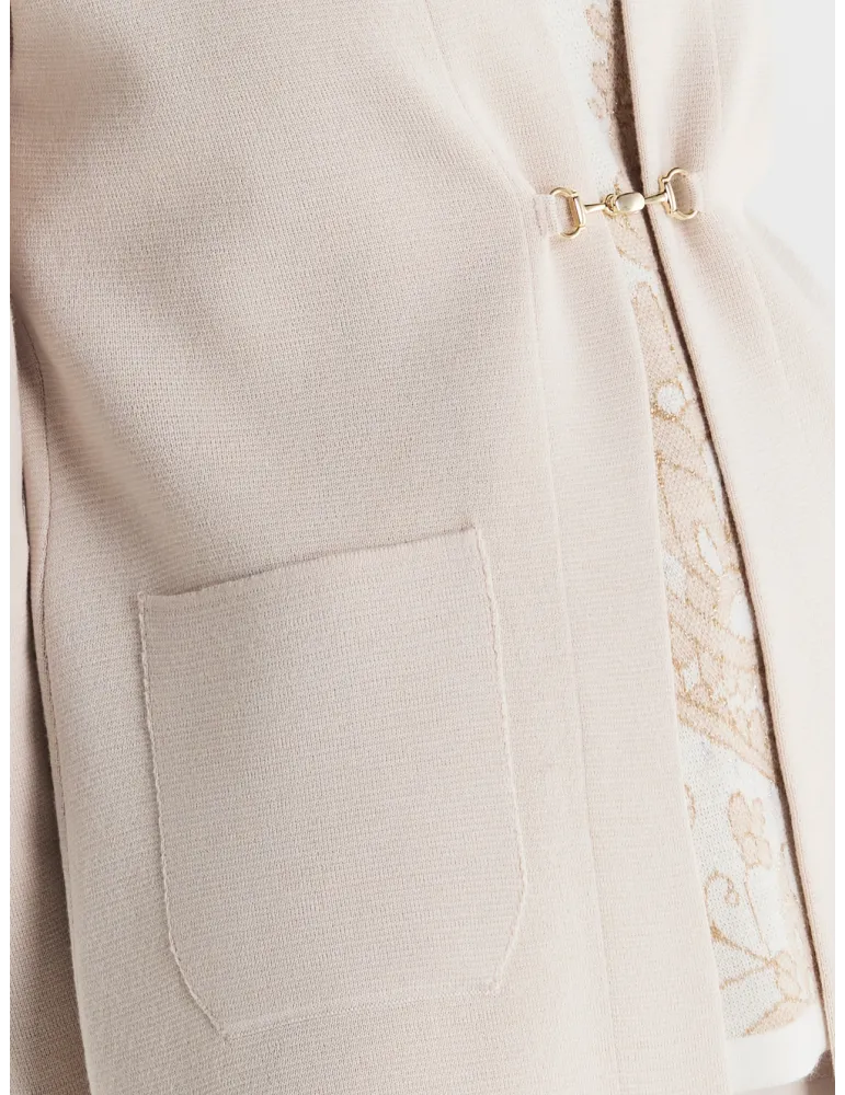 Piero Moretti Long jacket in creamy white wool jersey