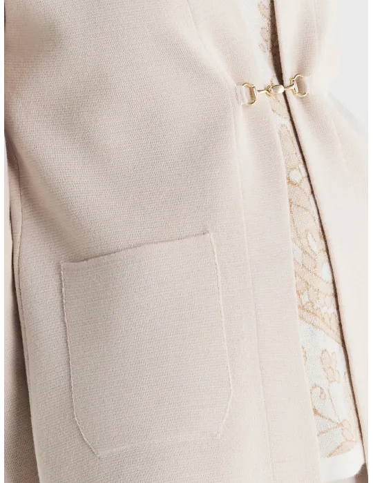 Piero Moretti | Long jacket in creamy white wool jersey
