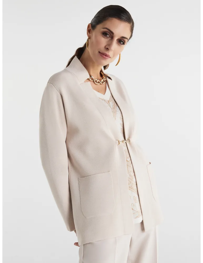 Giacca lunga cardigan beige con tasche Piero Moretti