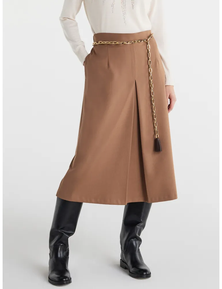 Gonna pantalone largo alla caviglia cotone e seta righe bordò Zanetti