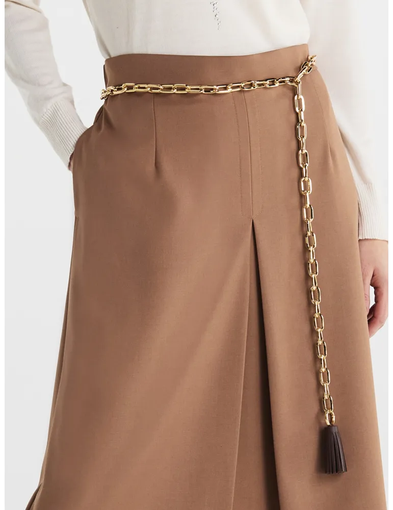 Piero Moretti camel midi Culotte Skirt | Plus size Italian clothing