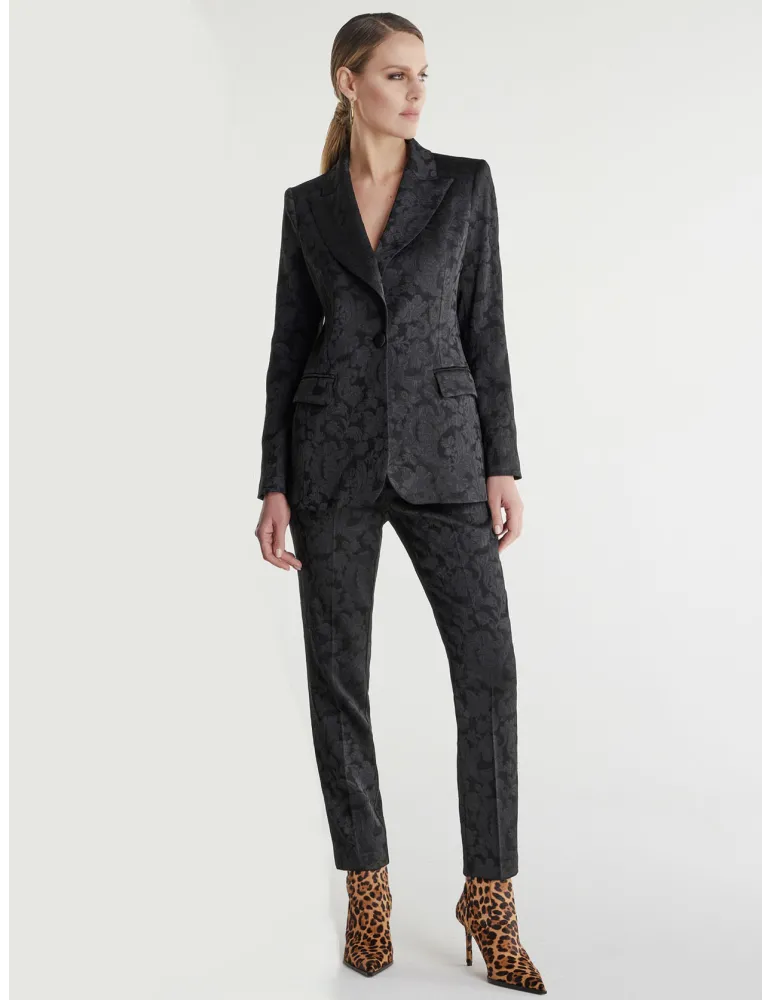 Piero Moretti Black Brocade Suit for Ceremonies – Up to Size 56