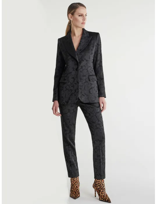 Tailleur elegante nero broccato by Piero Moretti fino alla taglia 56