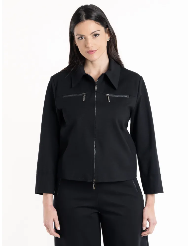 Volpato Black Technical Suit – Jacket & Palazzo Trousers | Fall Tailoring