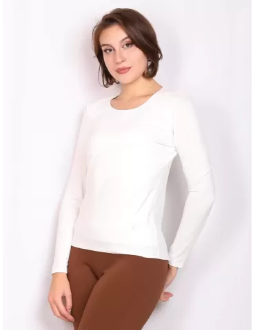 Volpato Italy | Milky white long sleeves plus size blouse t-shirt 2
