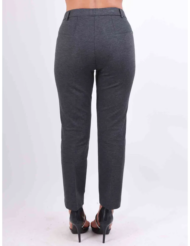 Rubamori grey viscose jersey long cigarette trousers