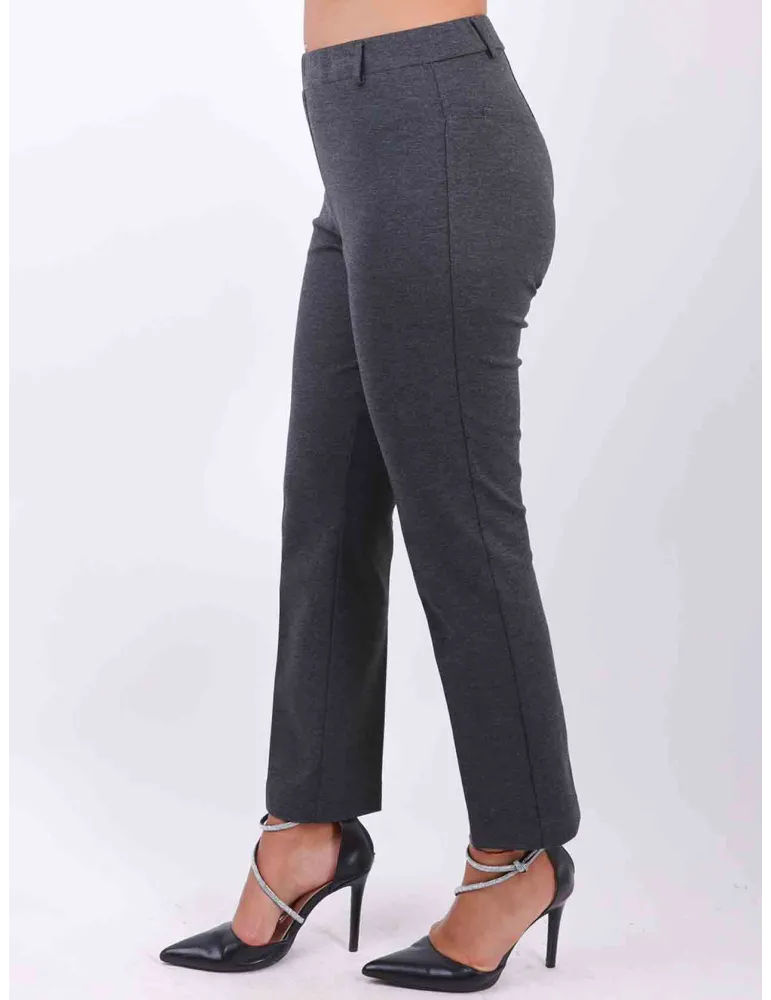 Plus size grey jersey cigarette trousers | Rubamori Italian clothing
