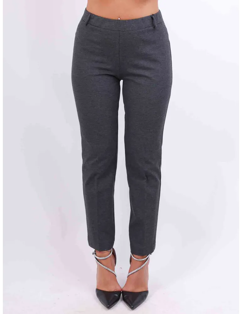 Plus size grey jersey cigarette trousers | Rubamori Italian clothing