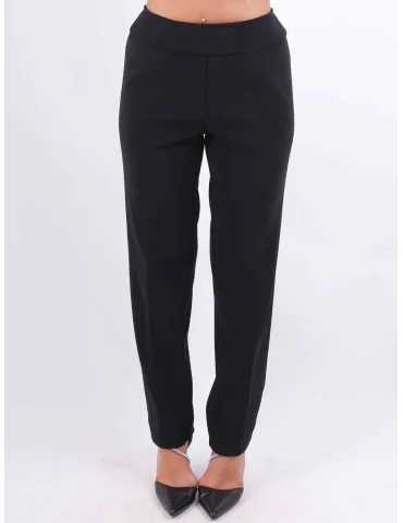 Aldo Colombo black wool and silk formal cigarette trousers