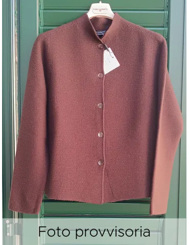 Volpato chocolate brown merino wool knitted jacket