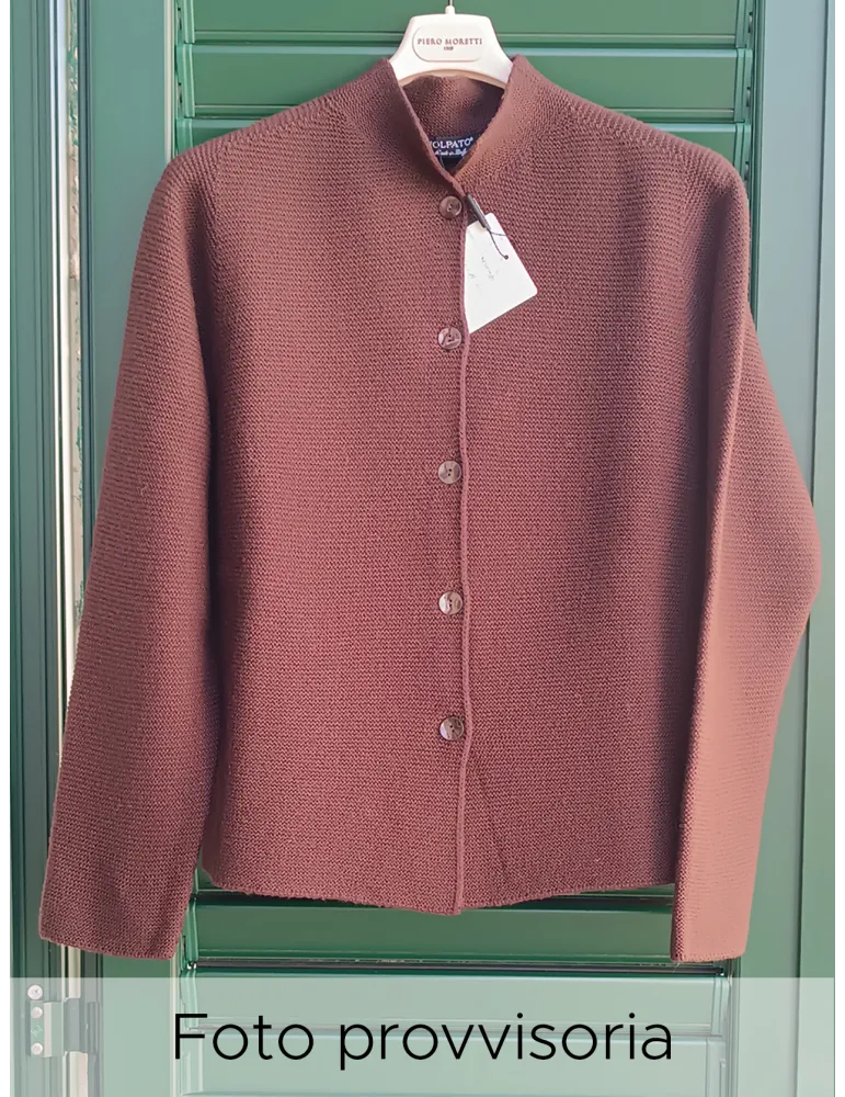 Volpato Italian Knitwear | chocolate brown merino wool knitted jacket