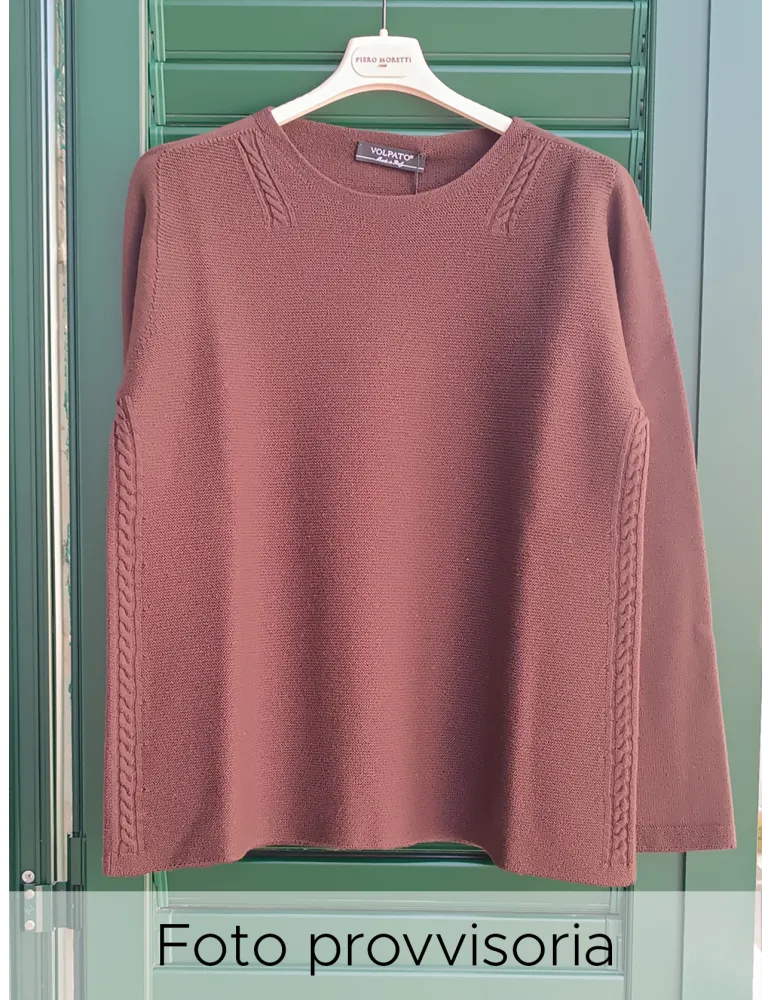 Volpato Italian Knitwear | Chocolate brown Merino Wool Sweater
