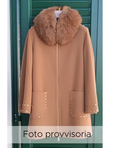 Piero Moretti | Intense camel wool coat long zipped jacket