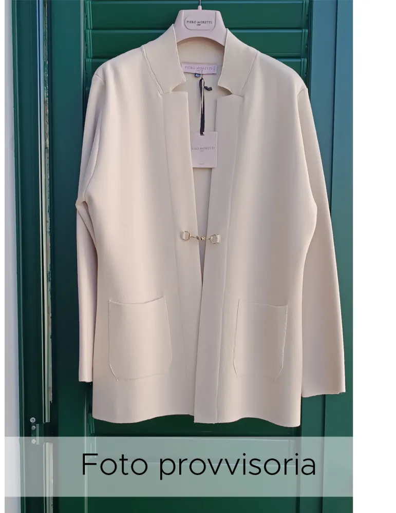 Giacca lunga cardigan beige con tasche Piero Moretti