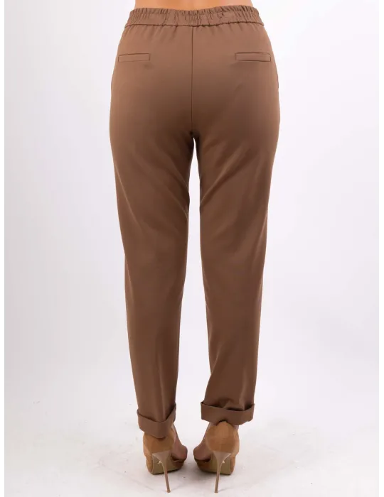 Volpato Italy camel brown turned up cigarette trousers