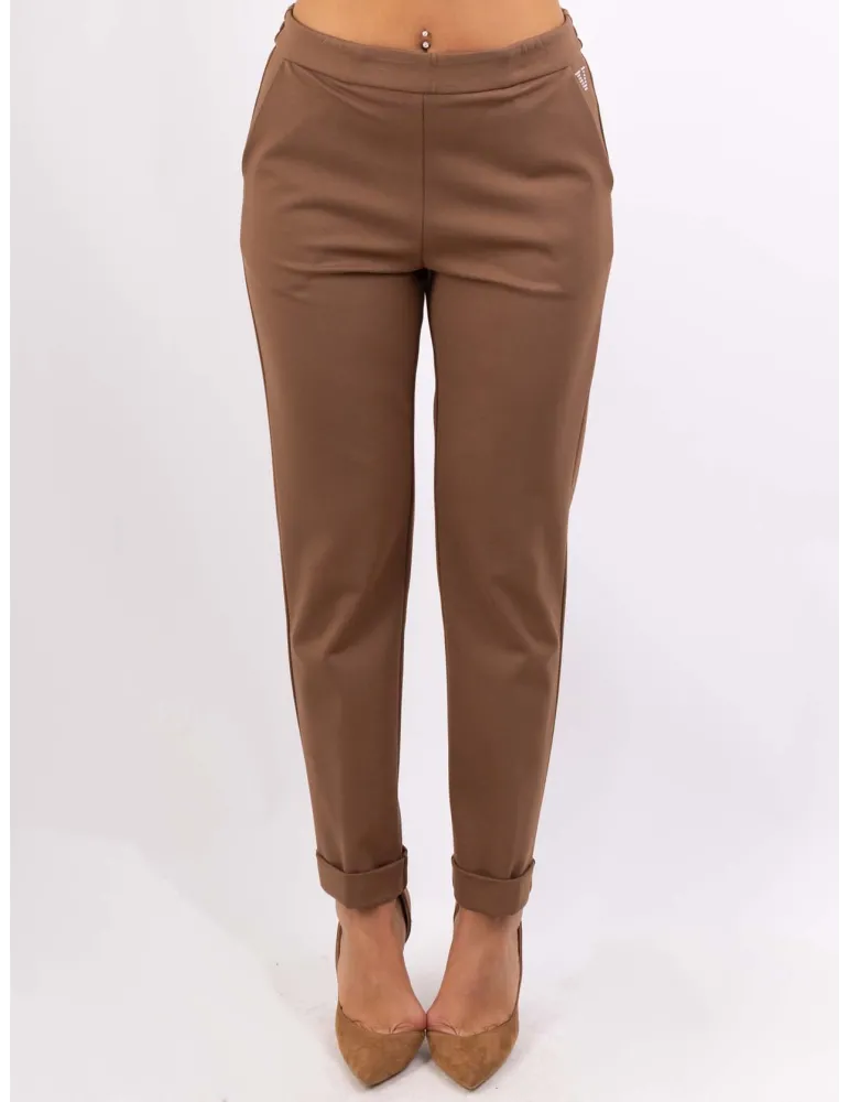 Volpato Italy camel brown turned up cigarette trousers Volpato Italy camel brown turned up cigarette trousers