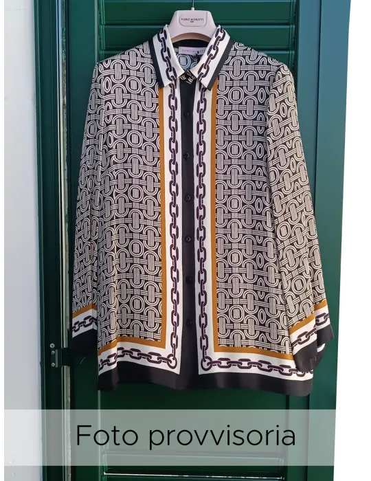 Piero Moretti black and beige viscose silk formal shirt
