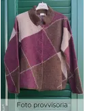 Bordeaux beige and brown alpaca wool thick knitted jacket