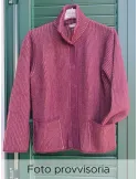 Bordeaux and brown melange chunky wool knitted jacket