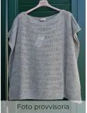 Oversized grey poncho in precious wools with micro sequins