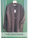 Piero Moretti Long jacket in creamy white wool jersey