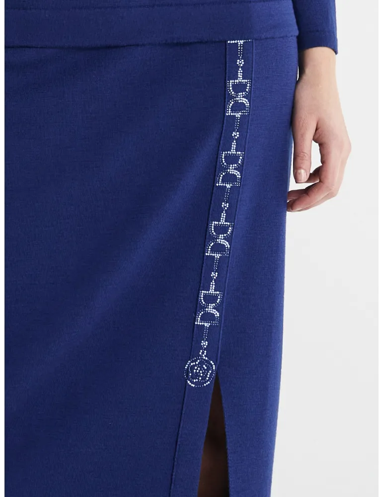 Piero Moretti F/W 25-26 | Royal blue wool midi skirt with embroidery