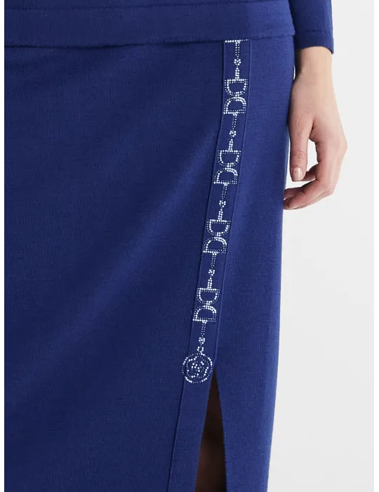 Piero Moretti F/W 25-26 | Royal blue wool midi skirt with embroidery