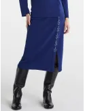 Piero Moretti Royal blue wool midi skirt with embroidery
