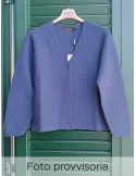 Volpato blue pure wool knitted short cardigan jacket