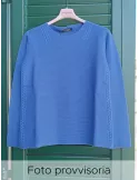 Blue Merino Wool Sweater with cable-knit details by Volpato