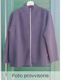 Zip-Up Navy Blue Cardigan Jacket in Pure Merino Wool