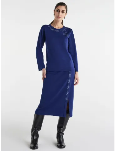 Piero Moretti royal blue wool Sweater with rhinestones