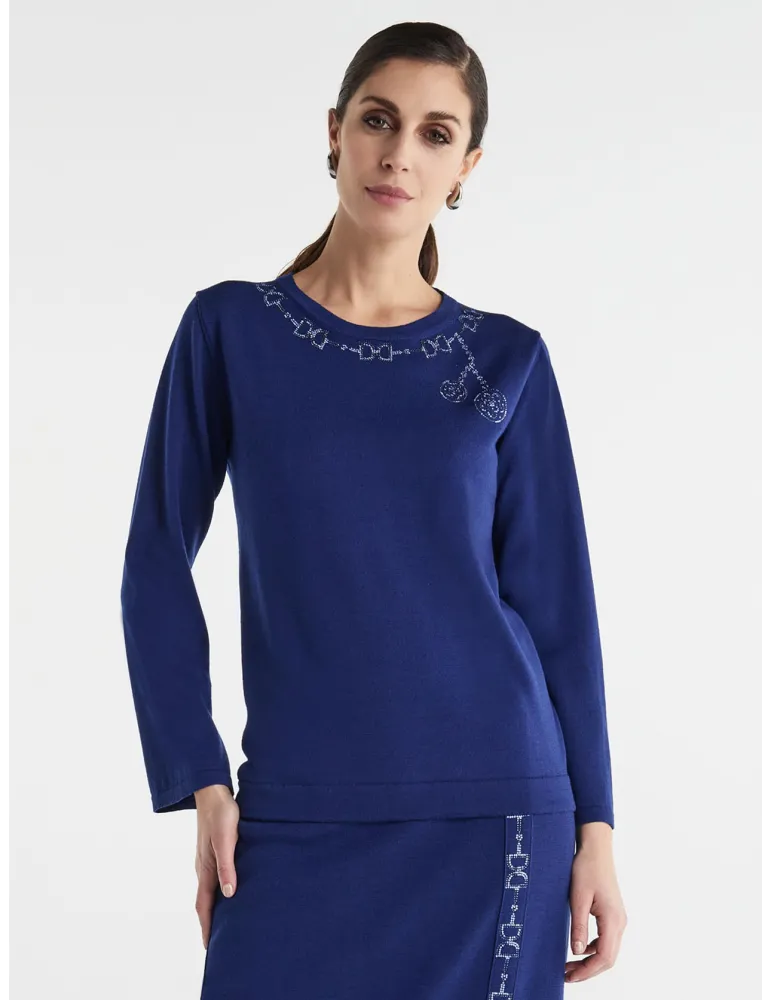 Black wool embroidered Long Sweater – Piero Moretti Italian luxury