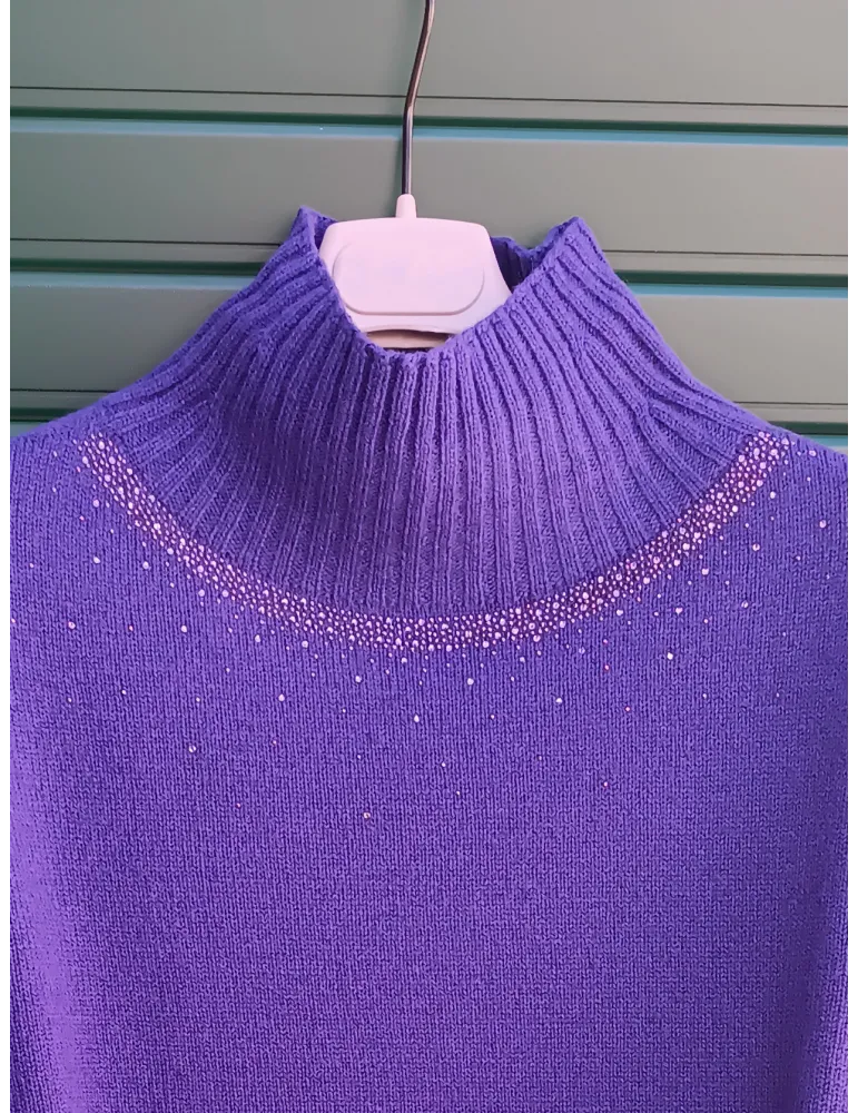 Francesca Mercuriali cashmere | Maglia lupetto viola con strass
