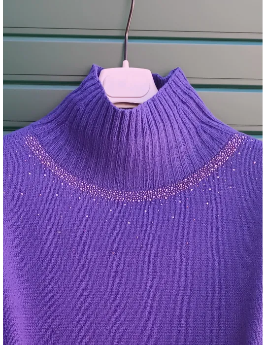 Francesca Mercuriali cashmere | Maglia lupetto viola con strass