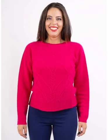Volpato Italy fuchsia pure cashmere braids sweater 2
