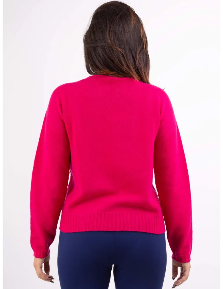 Volpato Italy fuchsia pure cashmere braids sweater