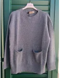 Melange grey cashmere wool sweater with pockets